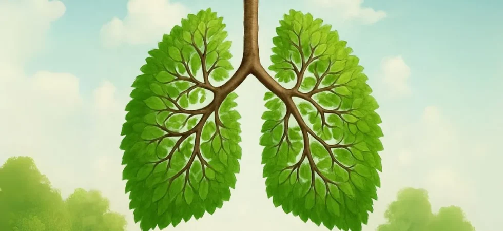 płuca z liści, symbol oczyszczania płuc